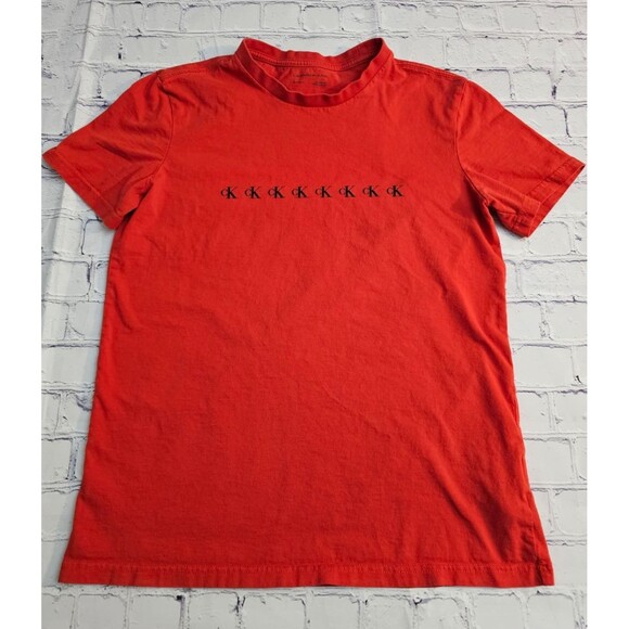 Calvin Klein Jeans Men’s Red T-Shirt XS Logo Graphic Cotton Short Sleeve - Picture 1 of 12